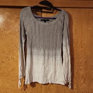 White House Black Market Gray to White Ombre Long Sleeve Top